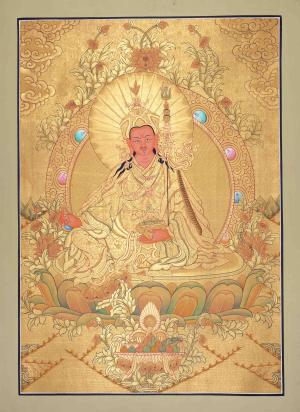 Guru Rinpoche In Full Gold Thangka Painting | Padmasambhava Thangka